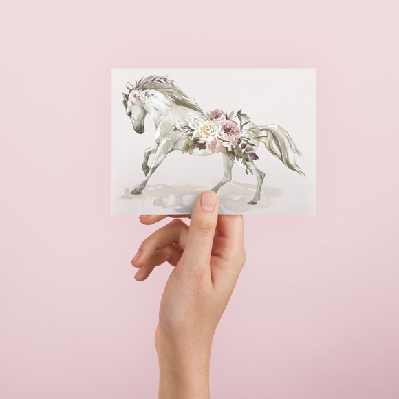 Floral Horse Watercolor Illustration Wall Art Print Poster Unframed - Picture 5 of 16